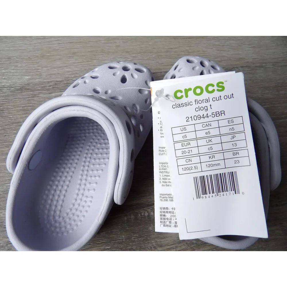 Crocs Floral Cut Out Kids Clogs size 5